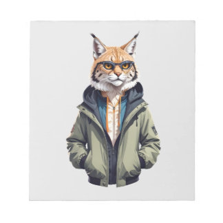 Bloco De Notas Lynx Vestindo Hoodie Engraçado Caráter de Animal L
