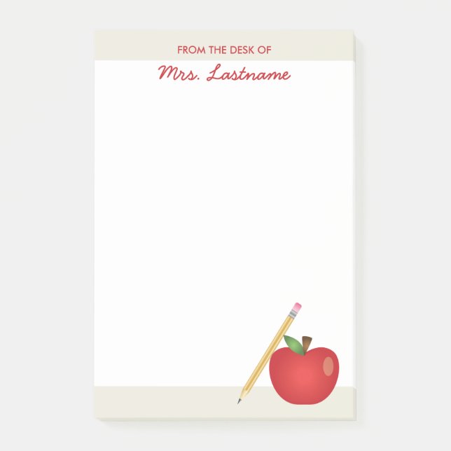 Bloco De Notas Maca de Desenho Vermelha e Lápis Amarelo & Nome Pe (Frente)