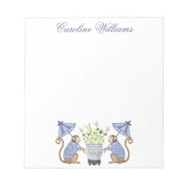 Bloco De Notas Macacos Chinoiserie Aquarela Personalizados