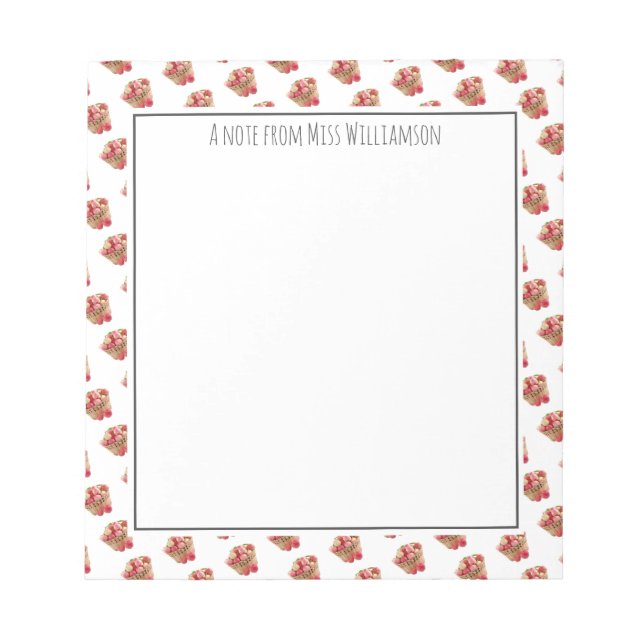 Bloco De Notas Maçãs personalizadas de apreciação do professor (Frente)