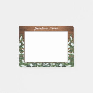 Bloco De Notas Madeira de Pinho Florestal Nevado Personalizado