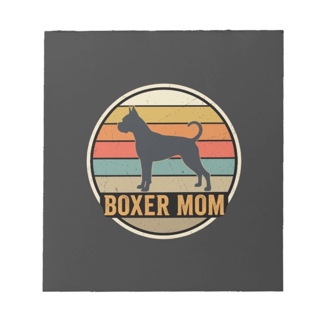 Bloco De Notas Mãe Boxer Retro Pôr do Sol Cachorro (Frente)