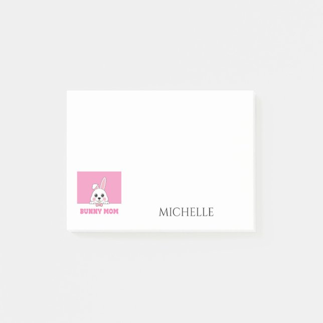 Bloco De Notas Mãe Coelhinha Fofa Rosa Personalizada (Frente)