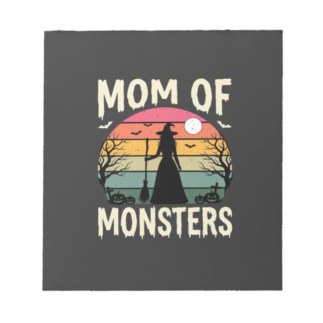 Bloco De Notas Mãe de Monstros do Halloween Bruxa Pôr do Sol (Frente)