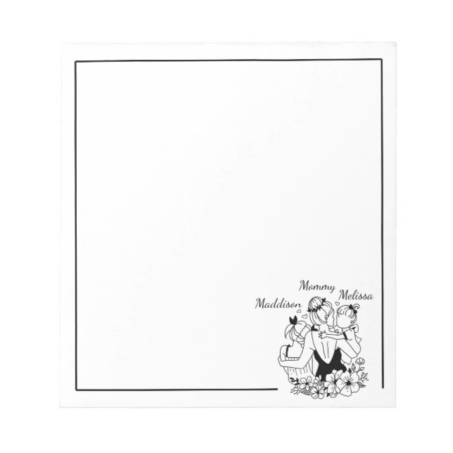 Bloco De Notas Mãe E Filhas Enfileiram Arte Com Nomes (Frente)