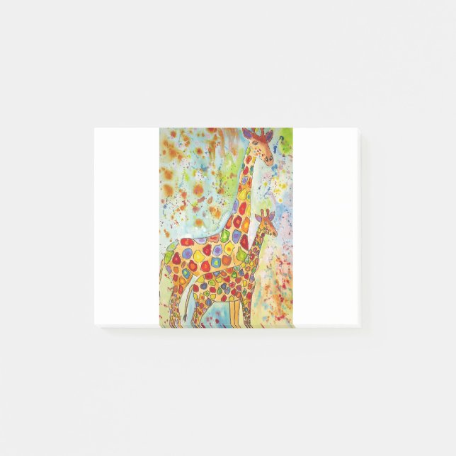 Bloco De Notas Mãe e Girafas Coloridas (Frente)