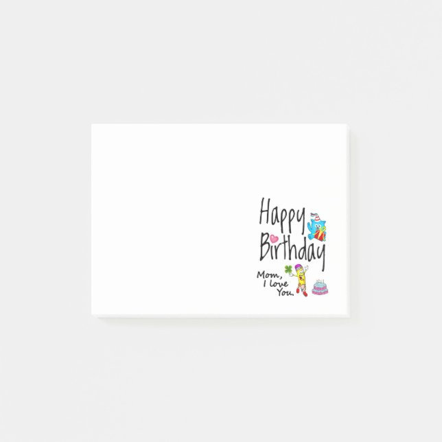 Bloco De Notas Mãe, eu te amo. Feliz Aniversário. (Frente)