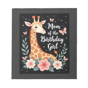 Bloco De Notas Mãe Girafa da Menina de Aniversário Família Combin