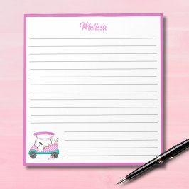 Bloco De Notas Mãe Golfer - Nome do Carrinho de Bolinhas Rosa