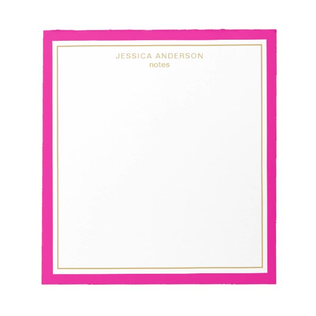 Bloco De Notas Magenta Elegante Dourada Personalizada (Frente)