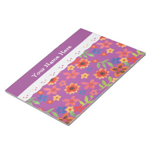 Bloco De Notas Magenta Floral Personalizada, Notepad de rendas Fa
