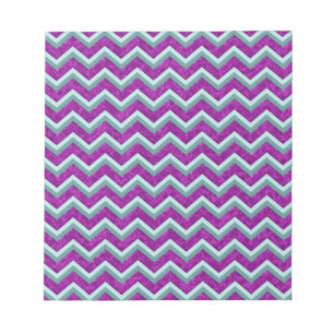 Bloco De Notas Magenta Foil e Teal ZigZag Padrão