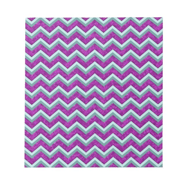 Bloco De Notas Magenta Foil e Teal ZigZag Padrão (Frente)