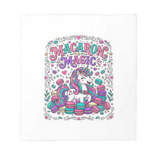 Bloco De Notas Magia de Macaron de Unicórnio Colorido Mercado Art