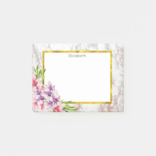 Bloco De Notas Magnolias de Aquarela, Textura de Mármore Faux Per