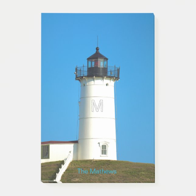 Bloco De Notas Maine Monograma do Farol de Nubble (Frente)