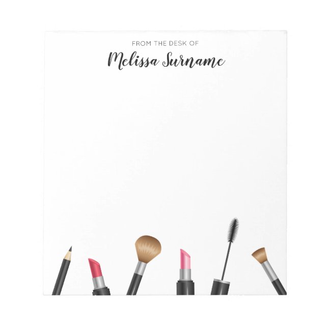 Bloco De Notas Makeup Mascara, Lipstick, lápis, pincéis, pincéis  (Frente)