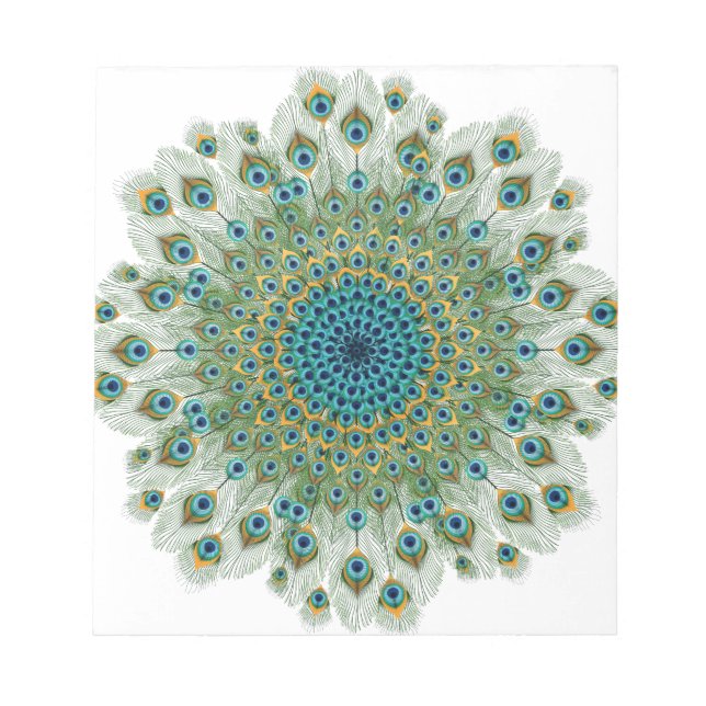 Bloco De Notas Male Peacock Colorful Mandala (Frente)