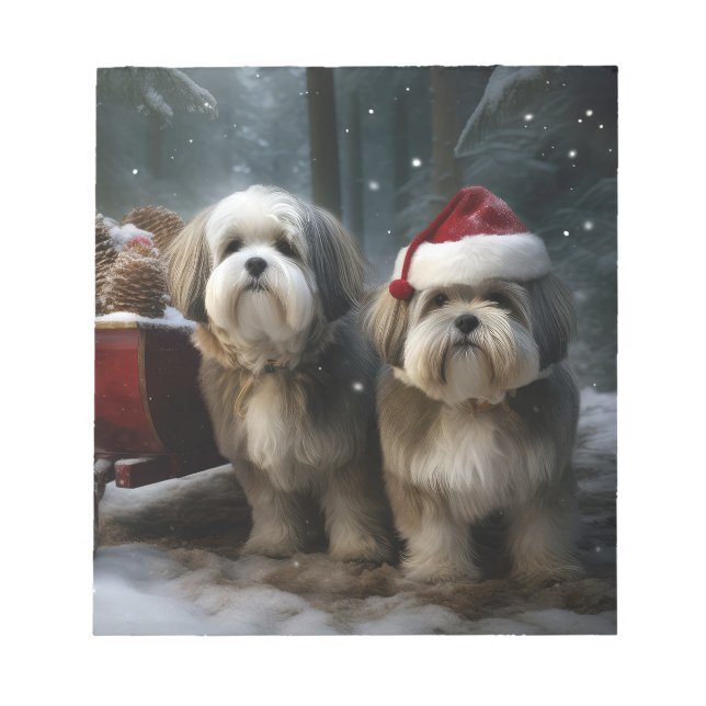 Bloco De Notas Malti tzu Snowy Sleigh Decoração de Natal (Frente)