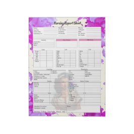 Bloco De Notas Malva Enfermeira Pinup _ Folha de Relatório de Enf