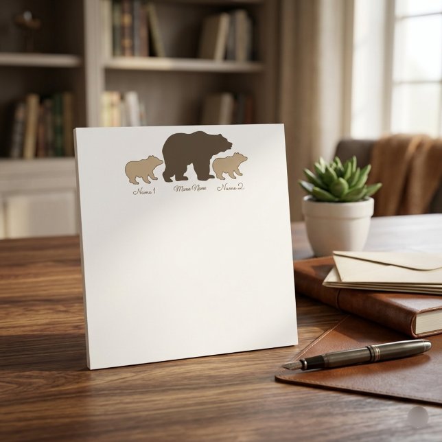 Bloco De Notas Mama Urso Personalizada Com 2 Nomes de Filhos Pres (Criador carregado)