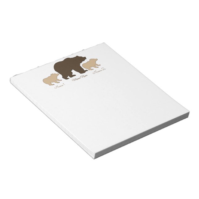 Bloco De Notas Mama Urso Personalizada Com 2 Nomes de Filhos Pres (Inclinado)