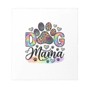 Bloco De Notas Mamãe Cachorro Pata Leopardo Arco-íris Aquarela Co