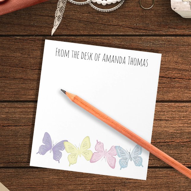 Bloco De Notas Manteiga Personalizada de Pastel Borboletas (Pastel butterflies custom notepad)