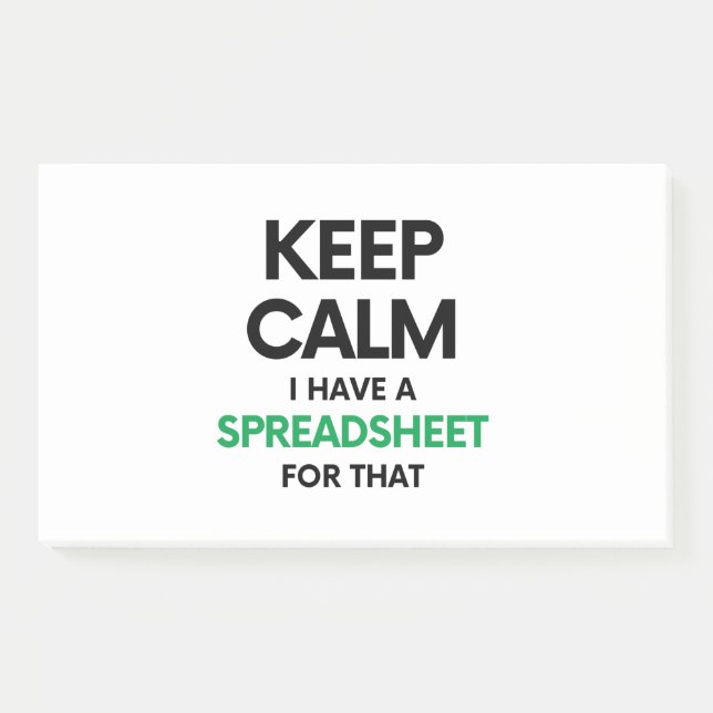 Bloco De Notas Mantenha a calma Tenho uma folha de cálculo para i (Frente)