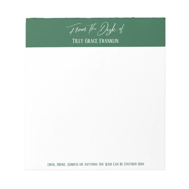 Bloco De Notas Manuscrito da mesa de folhas verdes (Frente)