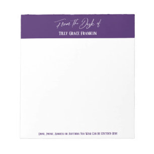 Bloco De Notas Manuscrito da mesa de um roxo escuro profundo