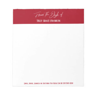 Bloco De Notas Manuscrito da mesa de vermelho escuro