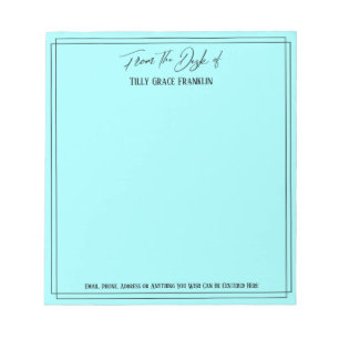 Bloco De Notas Manuscrito da mesa do aqua leve simples