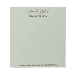 Bloco De Notas Manuscrito elegante "Da mesa de" Sage Green