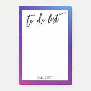 Bloco De Notas Manuscrito Para Fazer Lista Rosa, Roxo e Azul