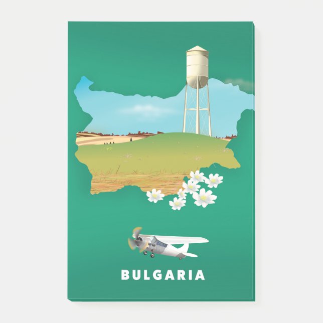 Bloco De Notas Mapa da Bulgária viagem impressão (Frente)