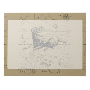 Bloco De Notas Mapa da constelação de Vintage Aries Hevelius 1690