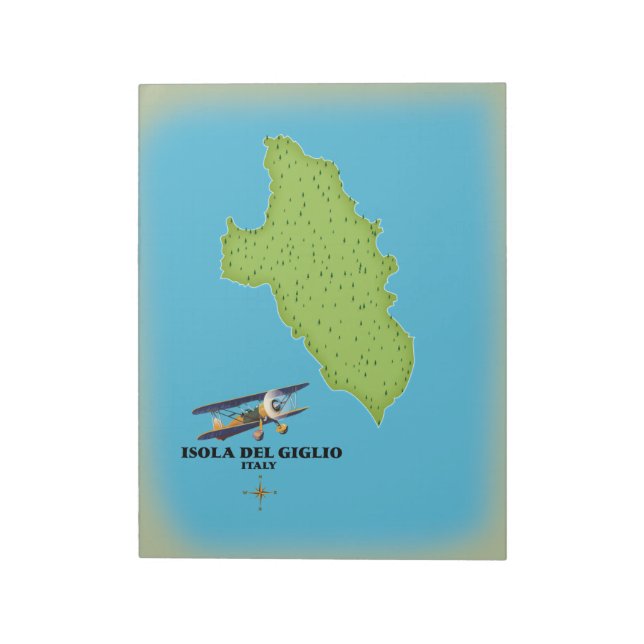 Bloco De Notas Mapa da Ilha de Giglio Itália (Invertido)