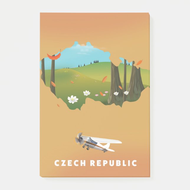 Bloco De Notas Mapa da república checa Ilustrated impressão poste (Frente)