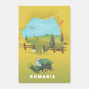Bloco De Notas Mapa da Roménia Ilustrado impressão poster.