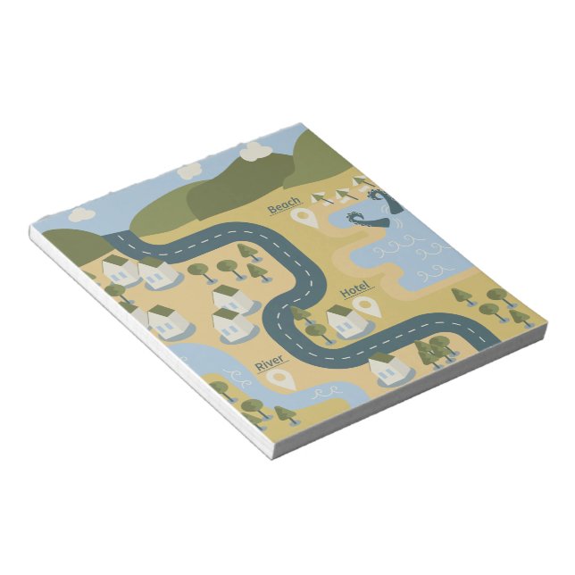 Bloco De Notas Mapa de viagem de férias de paisagem de desenho an (Inclinado)