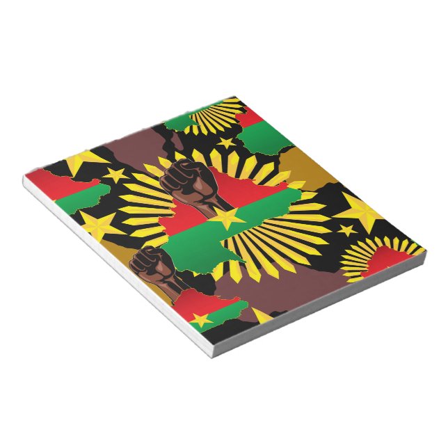 Bloco De Notas Mapa do Burkina Faso, Bandeira e Resistência à Rev (Inclinado)
