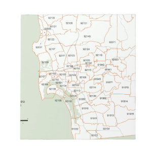 Bloco De Notas Mapa do código postal de San Diego