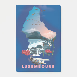 Bloco De Notas Mapa do Luxemburgo ilustra o poster de viagens.