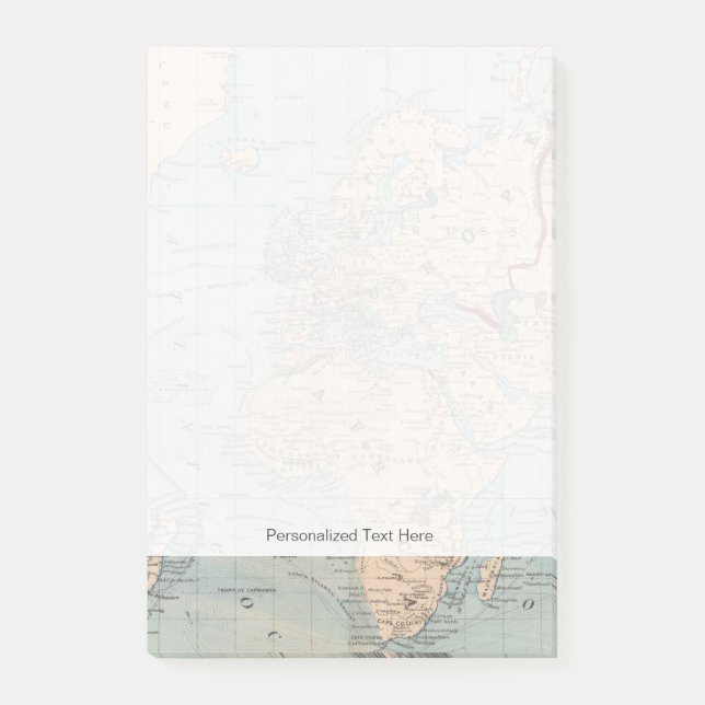 Bloco De Notas Mapa do mundo na projeção de Mercator (Frente)