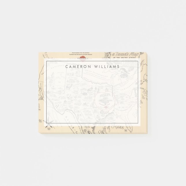 Bloco De Notas Mapa dos Estados Unidos do Texas (Frente)