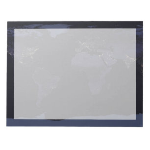 Bloco De Notas Mapa Global das Luzes da Cidade da Terra à Noite.