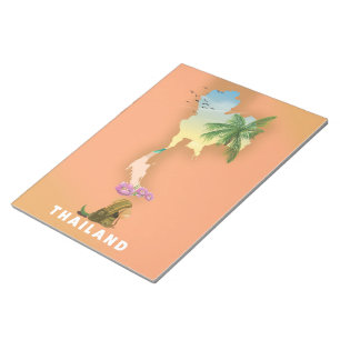 Bloco De Notas Mapa ilustrado da Tailândia