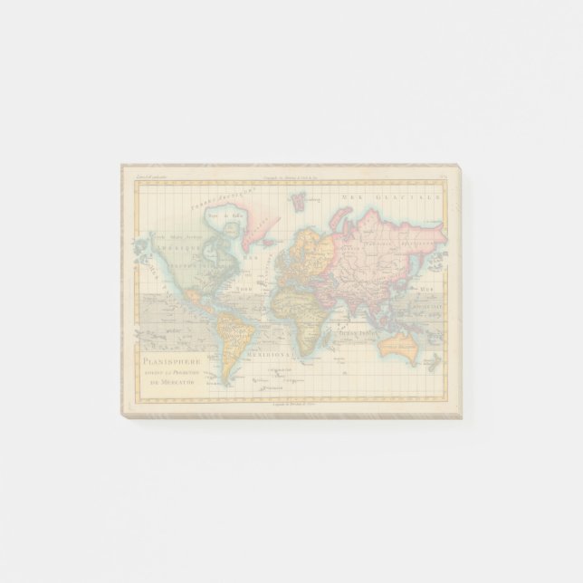 Bloco De Notas Mapa Mundial 1780 Bonne Antique Planisferio  (Frente)