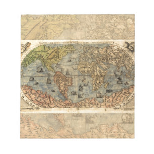 Bloco De Notas Mapa Mundial Atlas Vintage Continentes Históricos